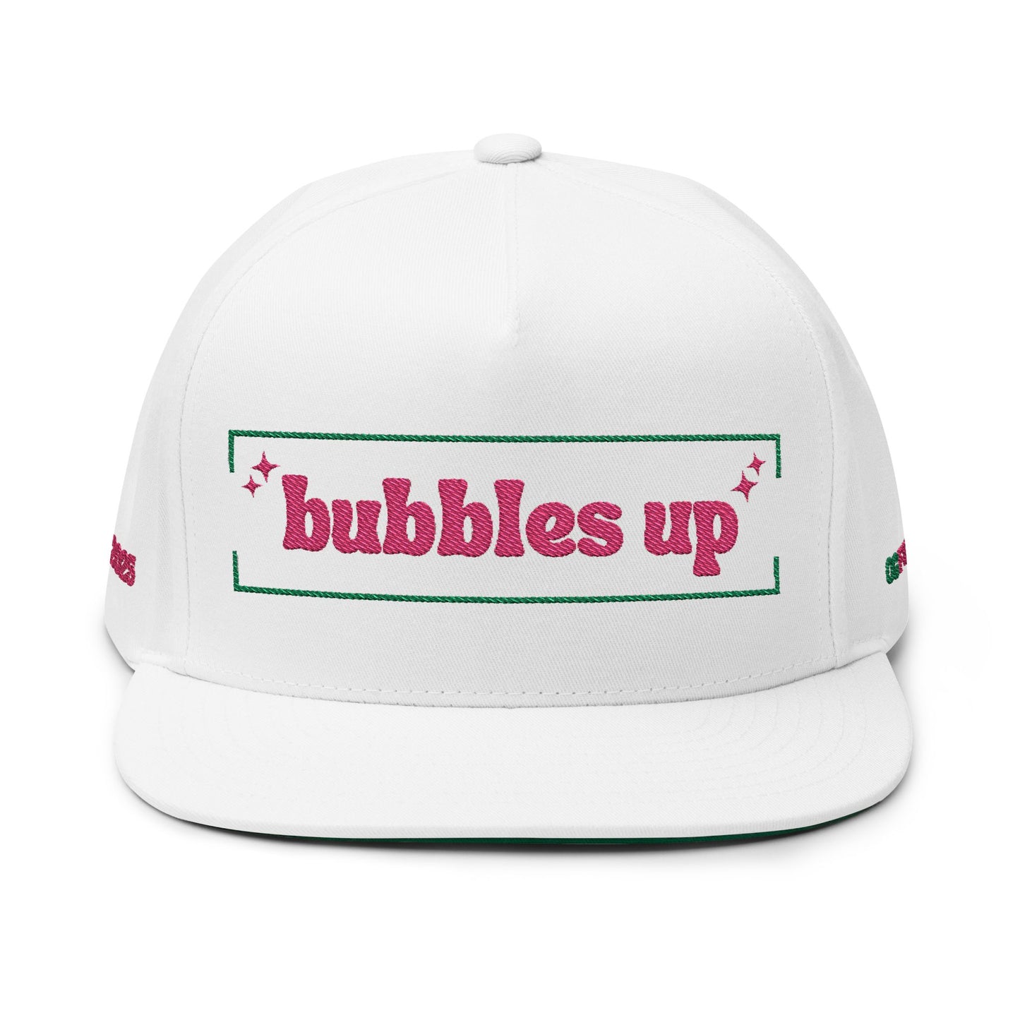 Bubbles Up Flat Bill Cap | Trendy Embroidery Hat for Casual Wear, Summer Outings, Gift for Friends, Festival Accessories