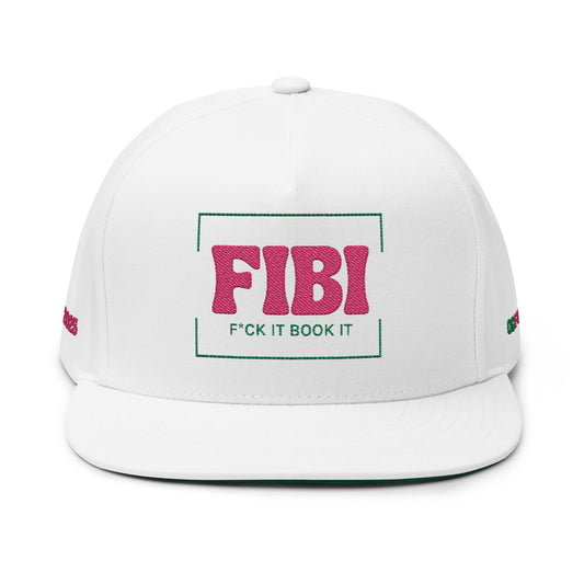 FIBI Flat Bill Cap, F*ck It Book It Hat, Cool Cap for Travelers, Fun Gift for Friends, Summer Accessories, Hip Hop Style