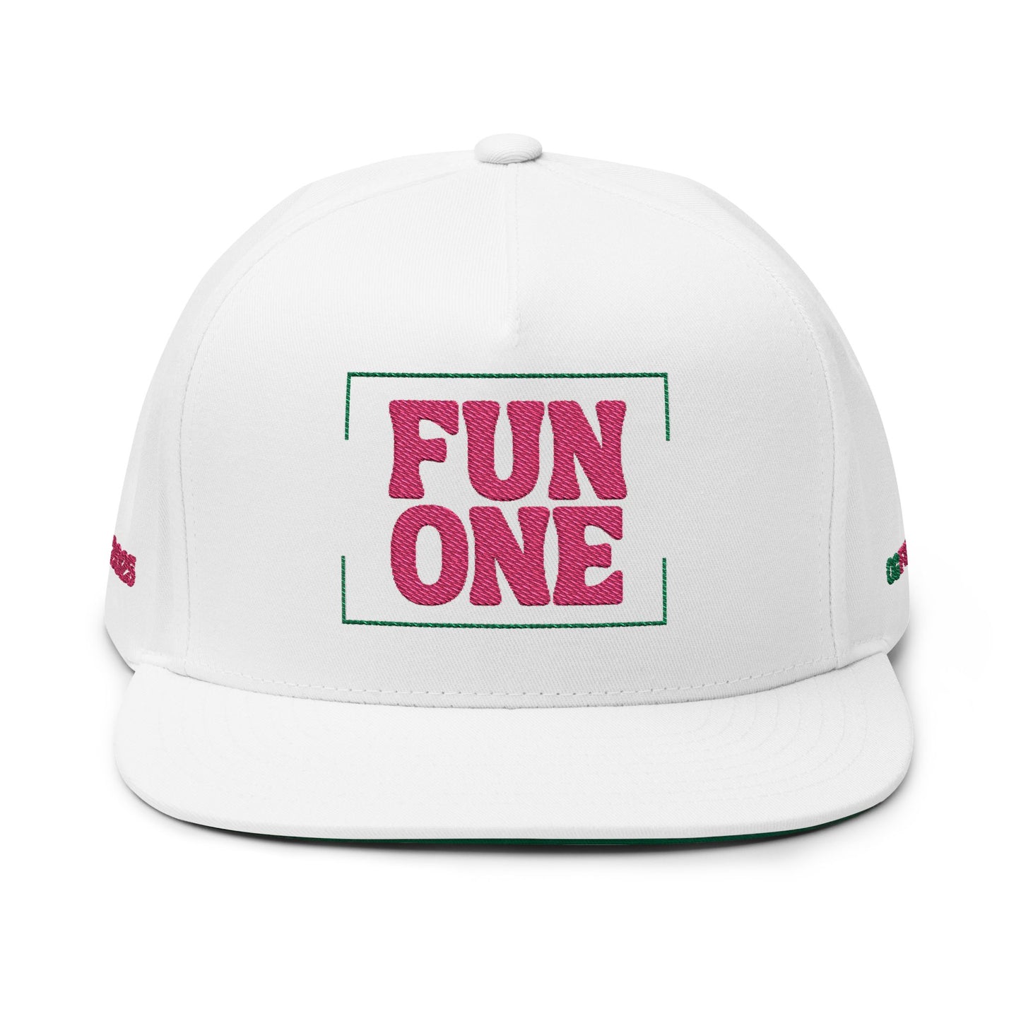 Fun One Embroidered Flat Bill Cap - Trendy Baseball Hat, Gift for Friends, Party Accessory, Outdoor Gear, Youth Fashion