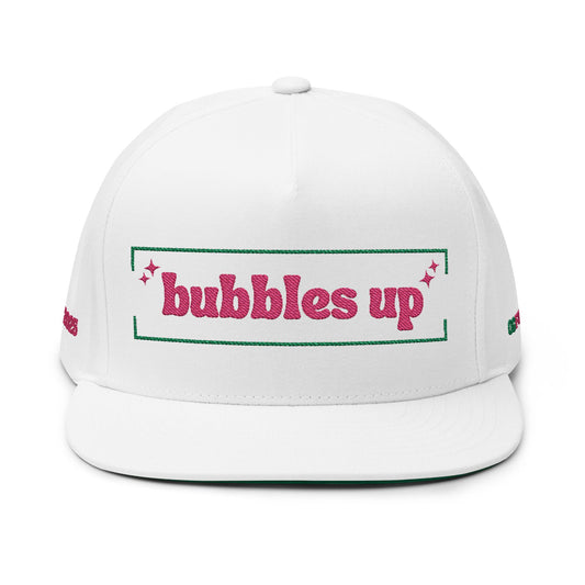 Bubbles Up Flat Bill Cap | Trendy Embroidery Hat for Casual Wear, Summer Outings, Gift for Friends, Festival Accessories