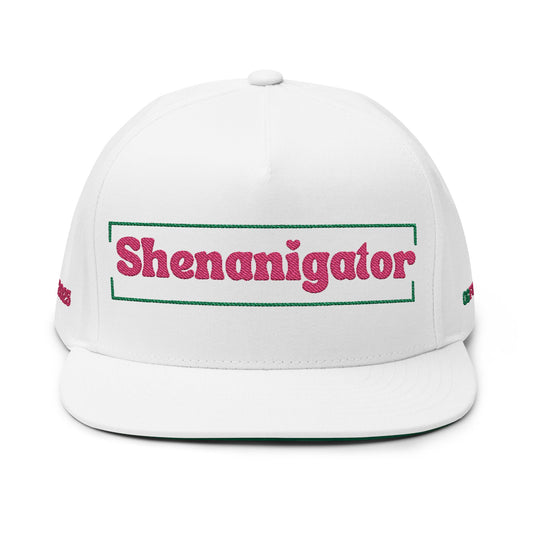 Shenanigator Embroidered Flat Bill Cap -  Casual Accessories, Gift for Friends, Trendy Hat, Birthday Present,